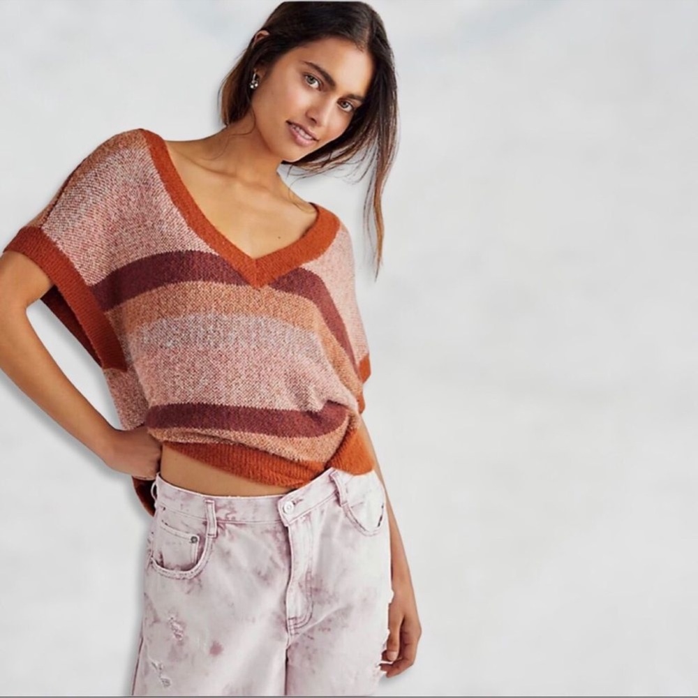 NWT Free People Through the Motions Backroads Combo Sweater Vest Top Small